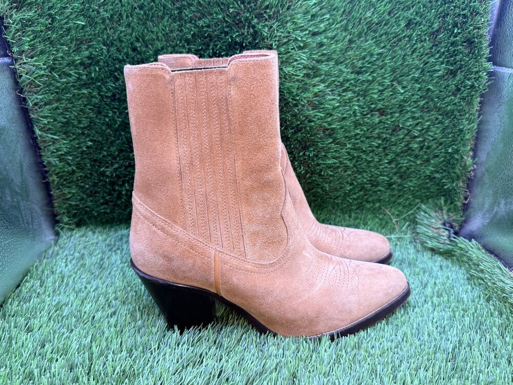 Polo Ralph Lauren Western Ankle Bootie Boot Women 7B Brown Suede Leather Cowgirl